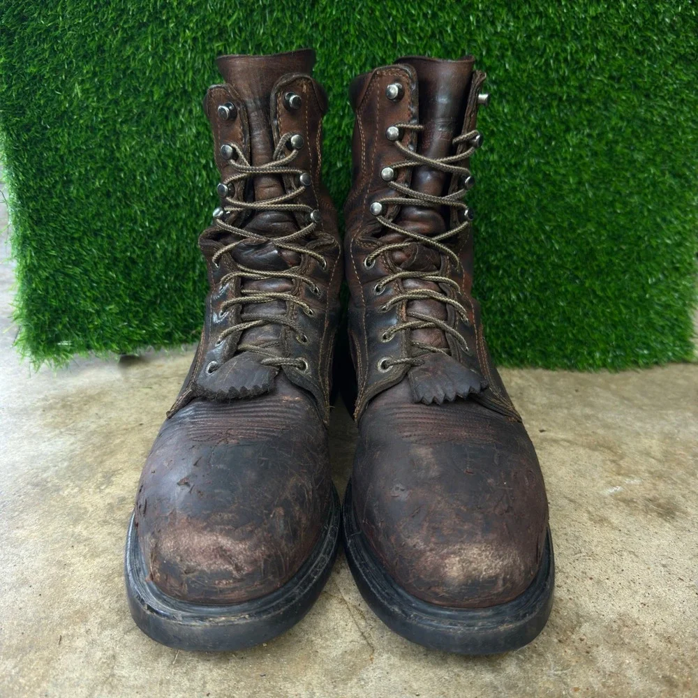 Red Wing Shoes 2202 Work Combat Boots Mens 12 Brown Leather Slip Resistant